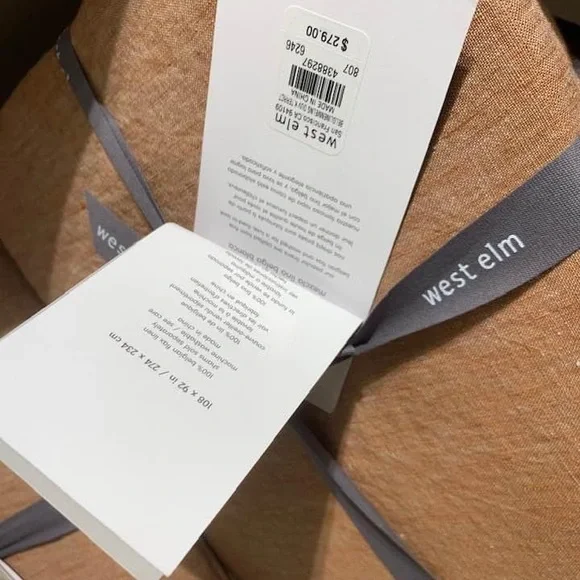 New West Elm Belgian Flax Linen King Duvet & 2 shams Terracotta Melange